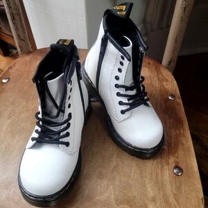 Dr. Martens White Leather Boots For Toddler, Size 8, Brand-new